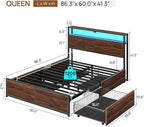 Rolanstar Queen Bed Frame with 4 Storage Drawers & 2-Tier Storage Headboard - Image 2