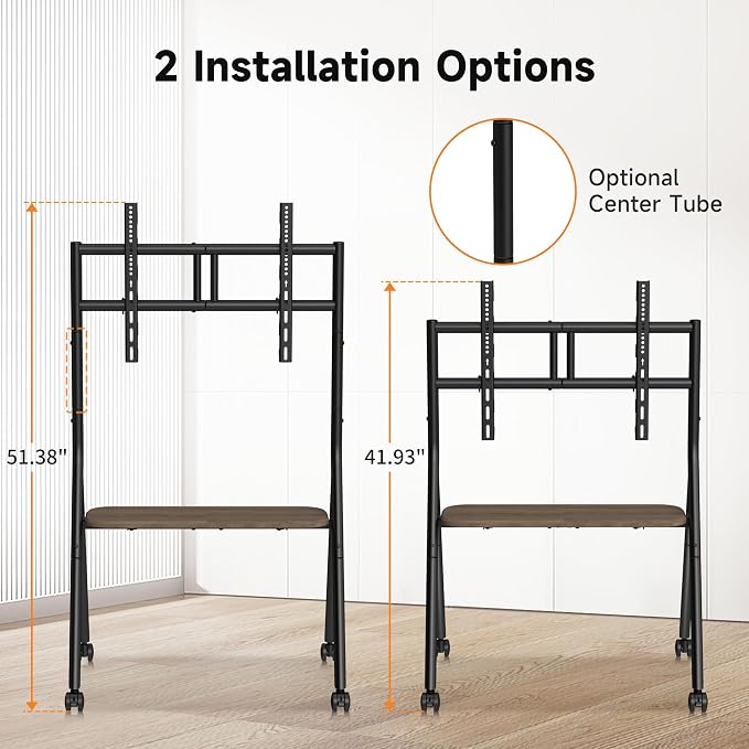 XINLEI Easel Rolling TV Stand for 32-80 Inch TV up to 121lbs, Mobile Portable - Image 2