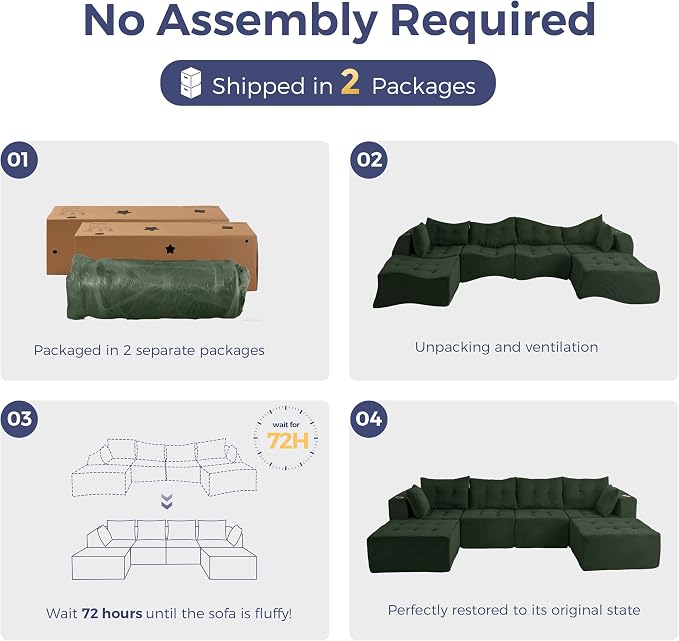 MAXYOYO 129.5" Modular Sectional Sofa Couch, U Shaped Modern Cloud Couch - Image 9