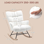 SAETSFEG Rocking Chair Nursery Teddy Upholstered Glider Rocker Rocking Accent - Image 2