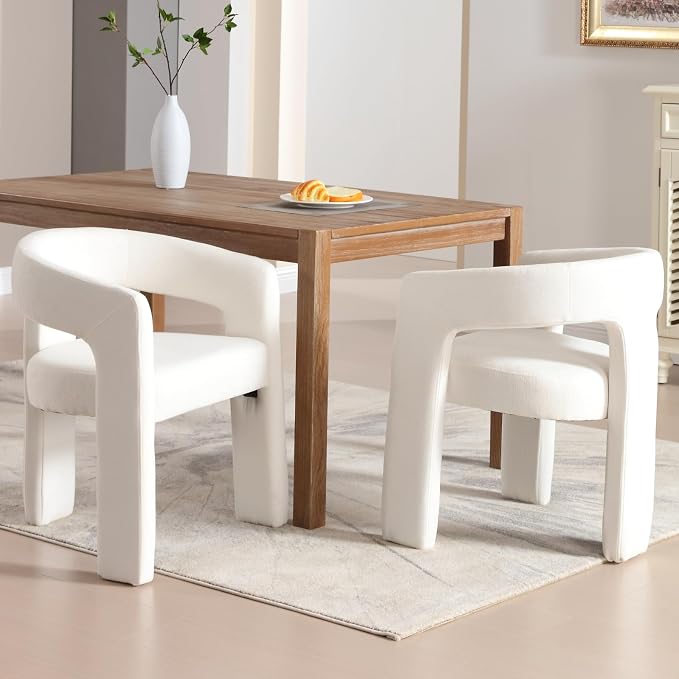 Modern Chenille Barrel Dining Chair Upholstered Fabric Dining Room Chair - Image 8
