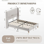 MALOL Full Size Bed Frame with Upholstered Headboard, Linen Fabric Platform Bed - Image 2