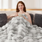 Luxury 1000GSM Faux Rabbit Fur Throw Blanket, Super Heavy Warm Cozy Grey - Image 6