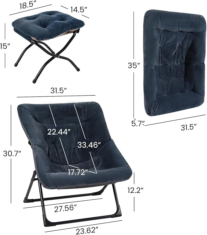 Comfy Saucer Chair for Adults, Soft Faux Fur Bedroom Chair - Image 3