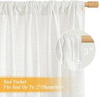 Ivory White Linen Curtains 48 Inch Length - Image 3