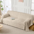 Fuzzy Couch Cover for Sectional Sofa, Non-Slip Caramel Sofa Cover for Dogs - Image 2