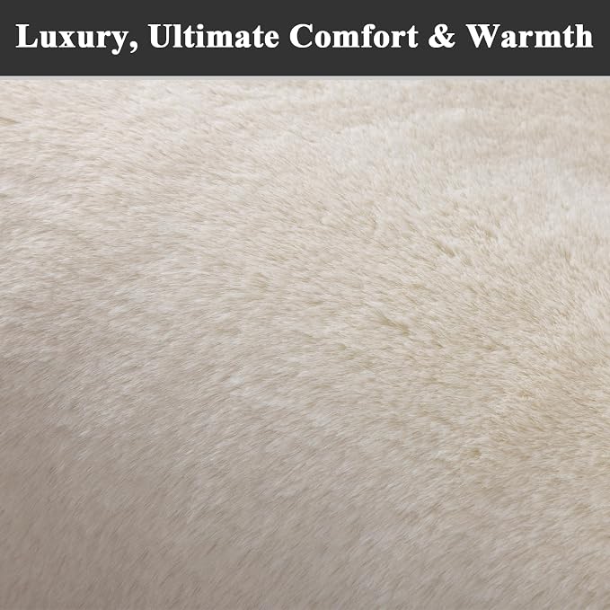 SHACOS 5x7 Ultra Soft Faux Rabbit Fur Area Rug, Non Slip Machine Washable - Image 7