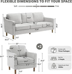 Kingfun Living Room Furniture Sets, 3 Seater Couch and 2 Armchair, Mid Century - Image 2