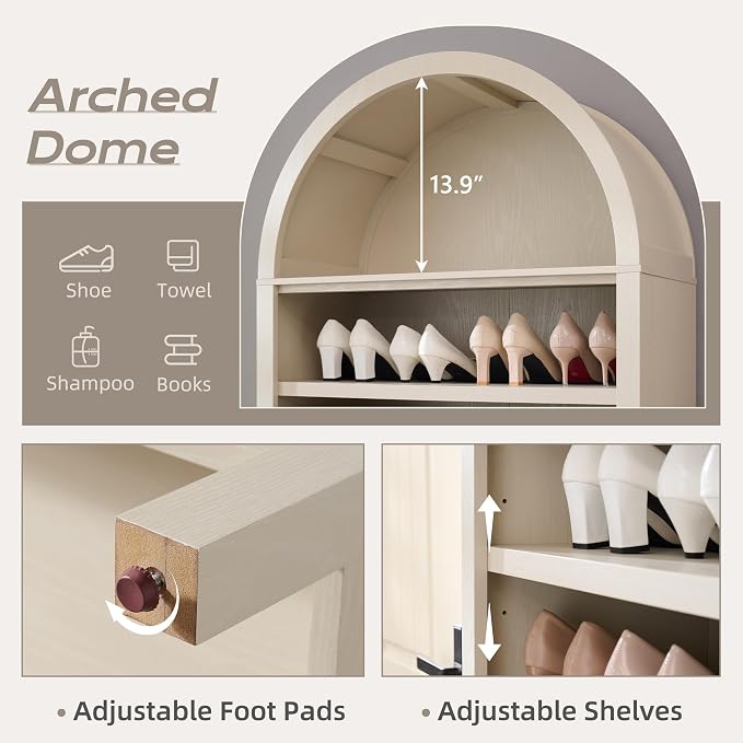 IFGET 71" Tall Arched Bookshelf, 7 Tiers Arch Bookcase - Image 3