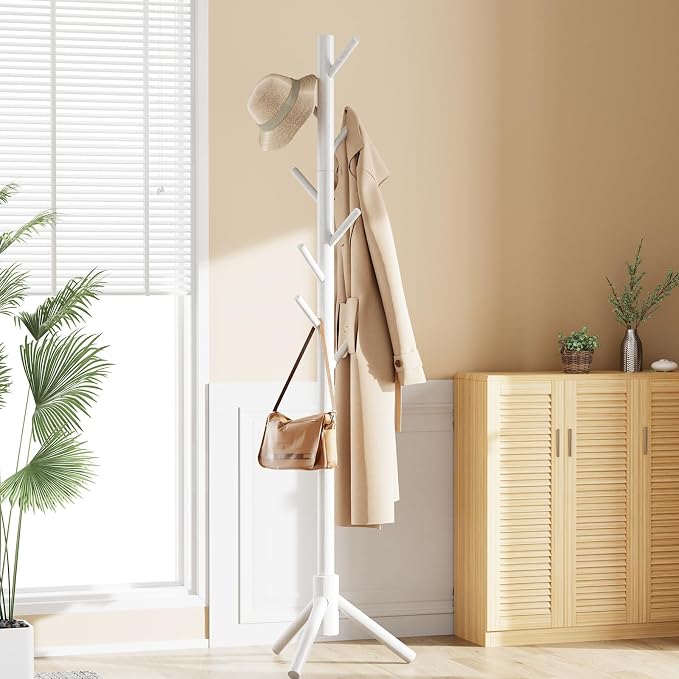 Pipishell Sturdy Wooden Coat Stand, 3 Adjustable Sizes Coat Tree - Image 7