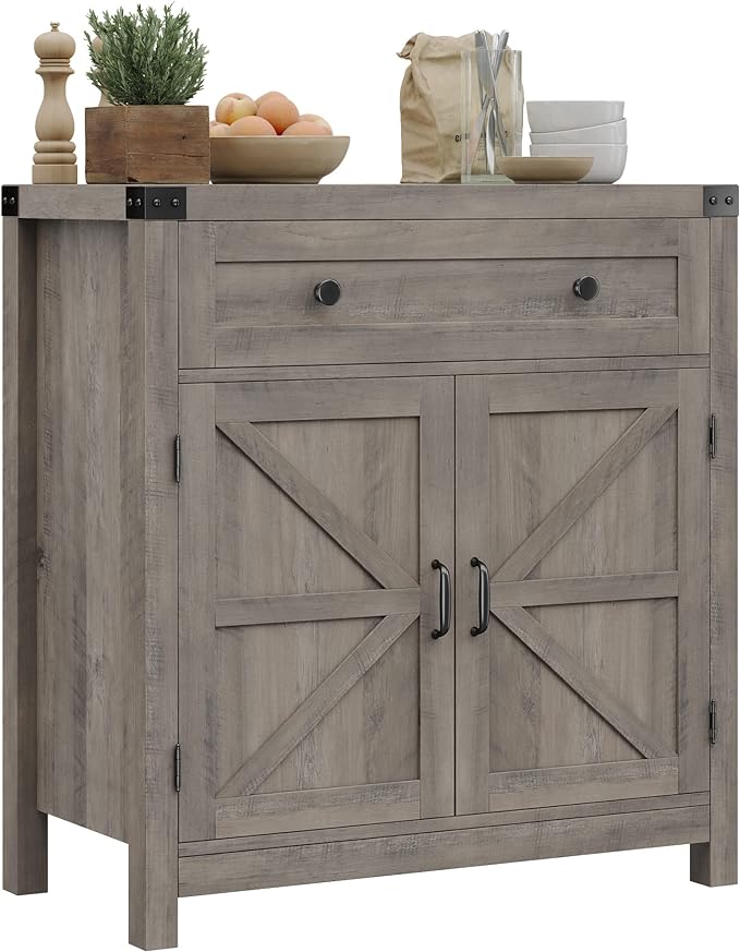 HOSTACK Coffee Bar Cabinet, Kitchen Storage Cabinet, Modern Farmhouse Buffet by HOSTACK