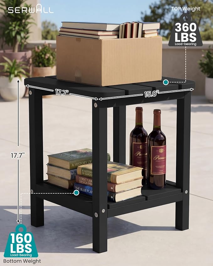 SERWALL Double Adirondack Side Table Rectangular End Table - Image 3
