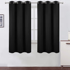 Black Thermal Blackout Curtains/38 x 63 Inch/Set of 2 Panels Room Darkening by Lemomo