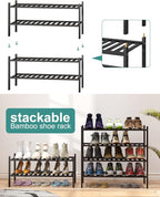 viewcare 2-Tier Black Bamboo Shoe Rack - Image 5