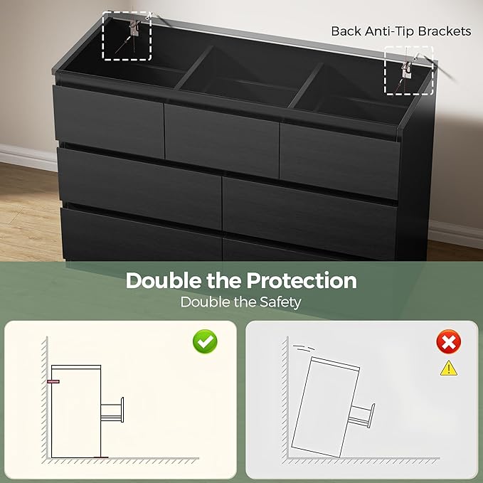 Jocoevol Modern Black 7 Drawer Dresser - Image 7