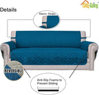 Easy-Going Reversible Couch Cover, Oversized Chair, Peacockblue/Beige | Machine - Image 3