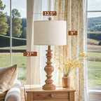 BOBOMOMO 27" Light Brown Table Lamps Set of 2, Large Farmhouse Resin Lamps - Image 4
