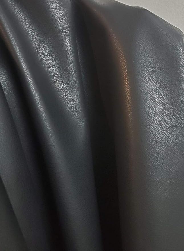 Black Thin Stretch Faux PU Leather by The Yard 108 x 54 inch Synthetic Fabric - Image 2