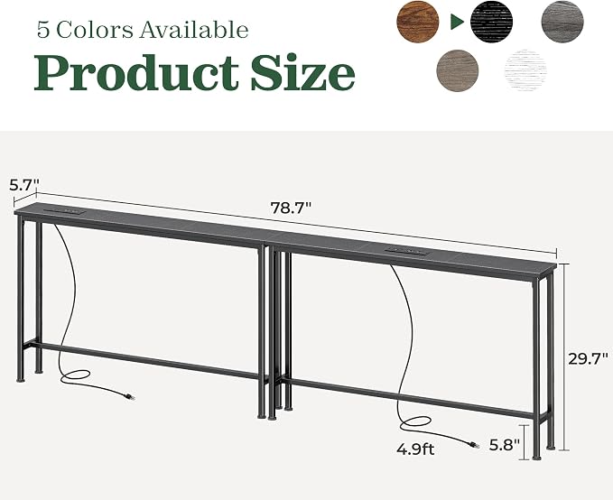 SUPERJARE 78.8 Inch Narrow Console Table - Image 3