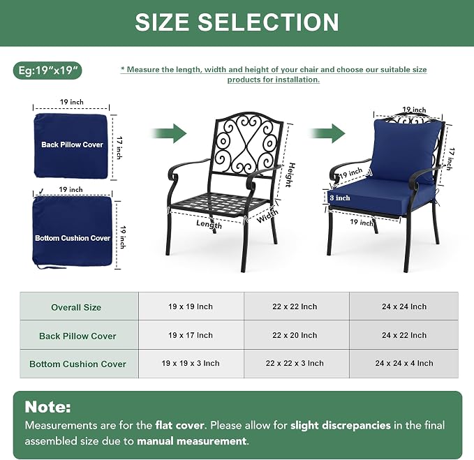 Summsun Outdoor Cushions for Patio Furniture 24 x 24 Inch, Double-Sided - Image 7