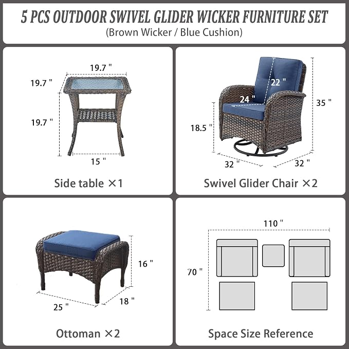 Belord Small Conversation Sets Patio Funiture - Image 3