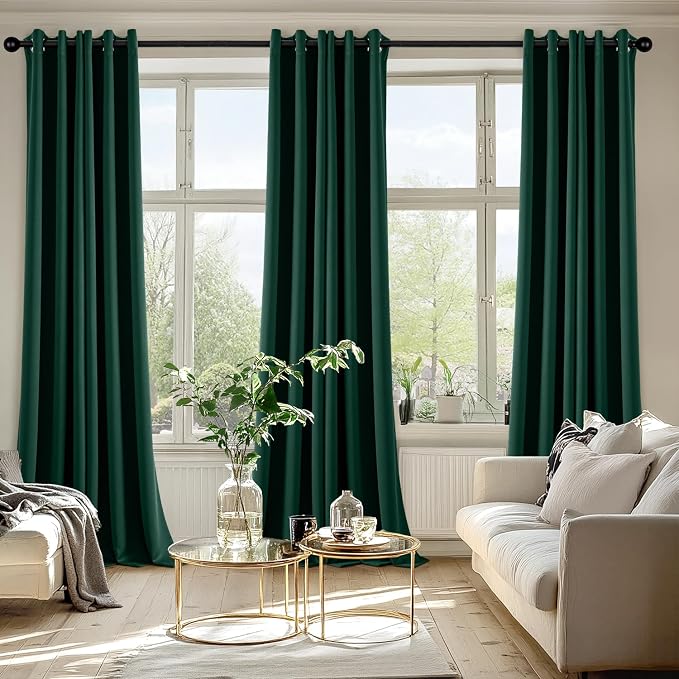MIULEE Blackout Curtains for Bedroom 2 Panel 40 x 96 Inch Long Hunter Green | - Image 6