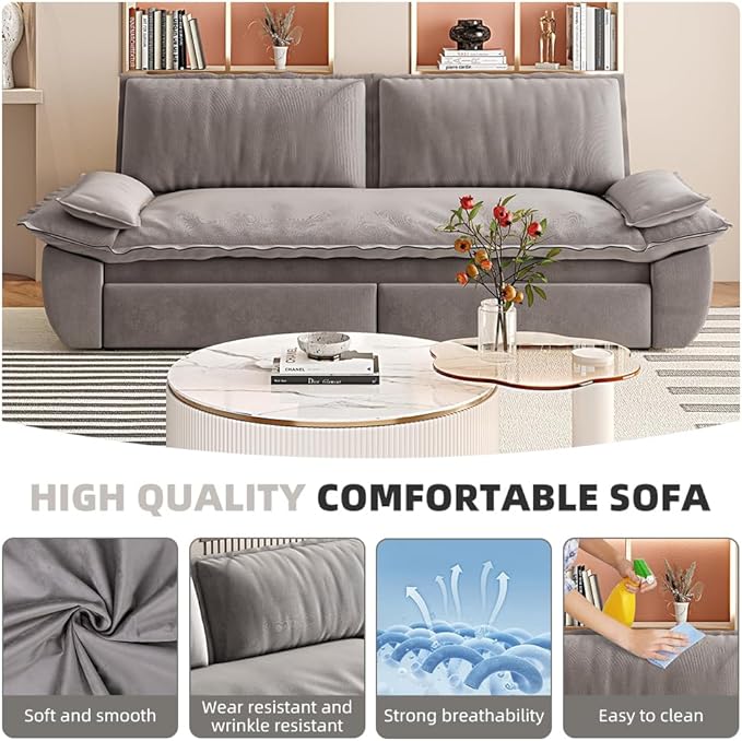KEIKI 73.2" Queen Sleeper Couch, 3-in-1 Convertible Pull Out Sofa Bed - Image 5