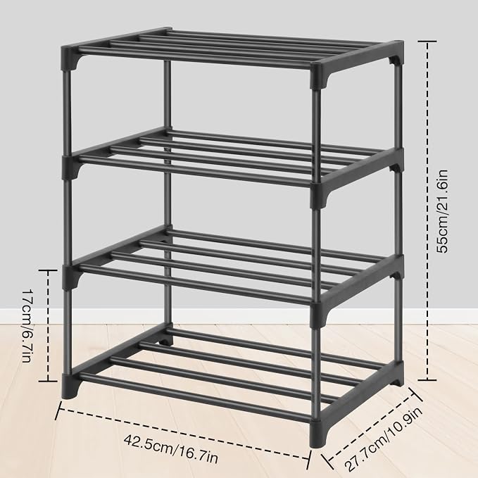 HITHIM 4-Tier Small Shoe Racks, Narrow Shoe Rack - Image 3