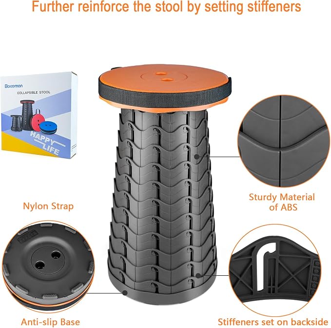 Boreeman Upgraded Folding Stool Lightweight Yet More Sturdy - Image 3