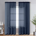 Navy Blue Sheer Curtains 78 Inches Long 2 Panels by OVZME