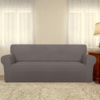 PureFit Stretch Oversized Couch Covers Fleece Sofa Slipcovers Taupe | 1-Piece - Image 2