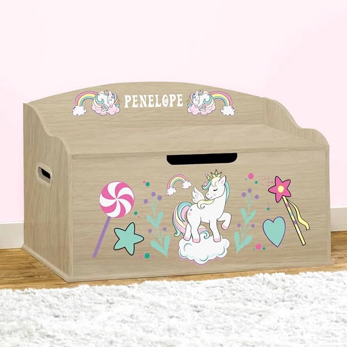 DIBSIES Personalized Creative Wonders Toy Box, Unicorns & Rainbows, 30 x 19.25 - Image 3