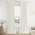 Ivory 100% Blackout Linen Curtains 108 Inch Length 2 Panels Set by Guken