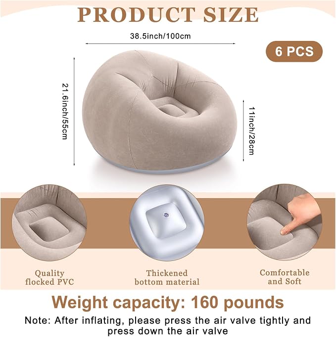 Realspring 6 9 12 Pcs Inflatable Bean Bag Chairs - Image 2