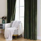 MIULEE Velvet Curtains 52x108 inches 2 Panels Olive Blackout Curtains | Luxury - Image 7