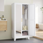 71" Metal Armoire Wardrobe Closet, Steel Clothing Storage Cabinet - Image 6