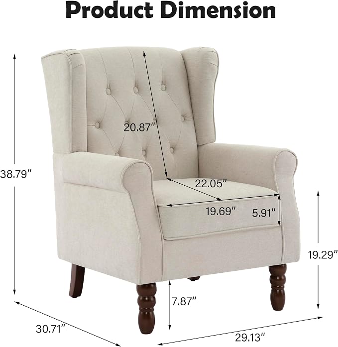 Mid-Century Modern 2-Piece Wingback Chair Set - Image 2