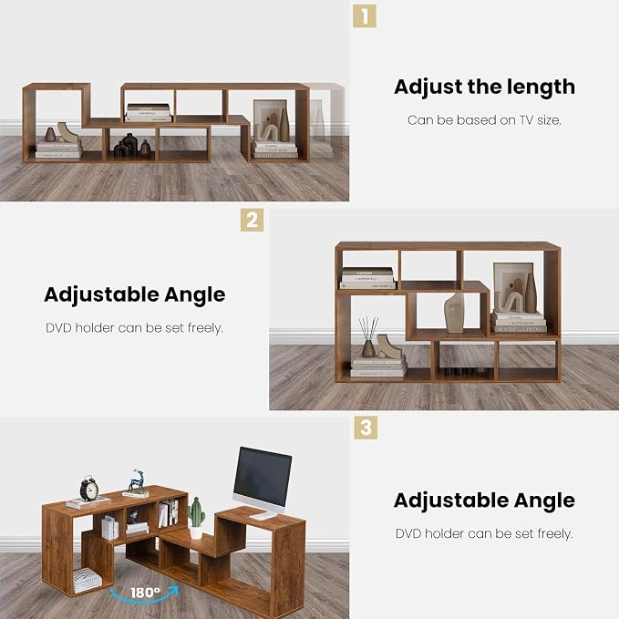 Recaceik Cube Bookshelf 2 Shelf Bookcase L-Shaped TV Console Stand Modern - Image 5