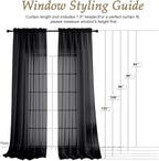 Black Bedroom Curtains 96 Length - Image 2
