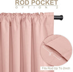 Linen Textured Total Blackout Sliding Door Curtains 84 Inch Long Blush Pink | - Image 4