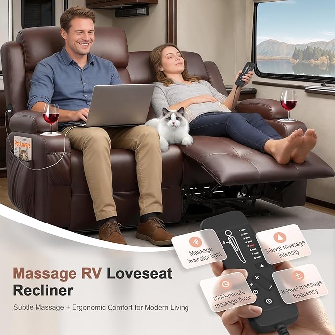 Power Loveseat Recliner with 2-Point Graphene Heat & Massage, Under-Seat - Image 4