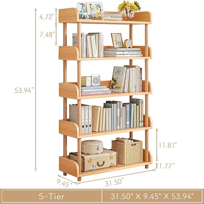 OSCHF 5-Tier Wooden Open Bookcase - Image 2