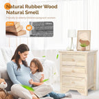 Bonnlo Unfinished Rubber Wood Night Stand Set 2 - Image 3