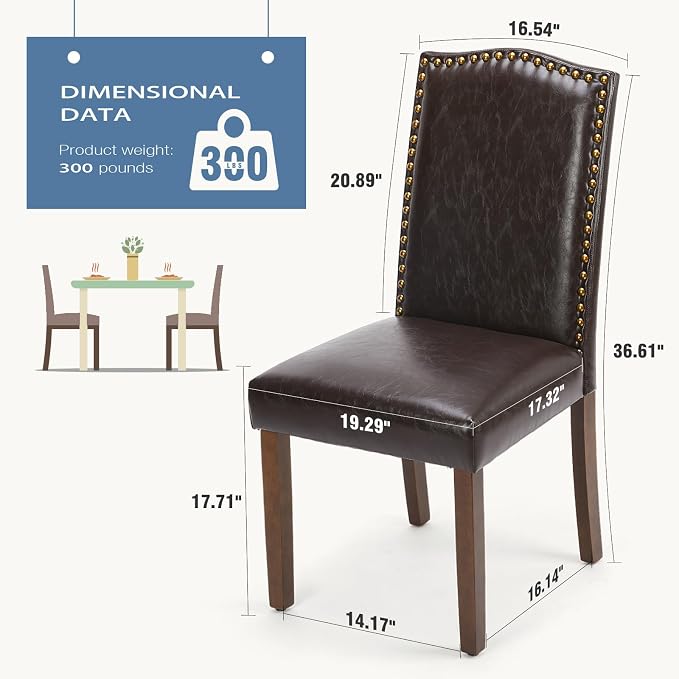 DUMOS Dining Chairs Set of 4, Modern PU Leather Kitchen Table Chairs - Image 5
