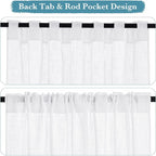 RYB HOME White Sheer Curtains 102 inches, Extra Long Ceiling Curtains | Half - Image 2