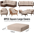 8Pcs Outdoor Cushion Covers, Stretch Patio Furniture Couch Chair Slipcovers | - Image 2
