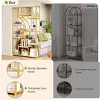 LGHM 79" W Luxury Marble-Patterned White Gold Bookshelf, Modern Geometric - Image 6