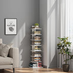 TUTOTAK Narrow Bookshelf, 8-Tier Bookcase, Spine Book Shelf - Image 6