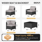 Aoxun Patio Furniture Set, Widen Armrests Wicker Outdoor Sectional - Image 6