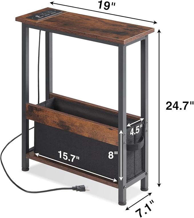 Slim Charging End Table with Storage - Image 9